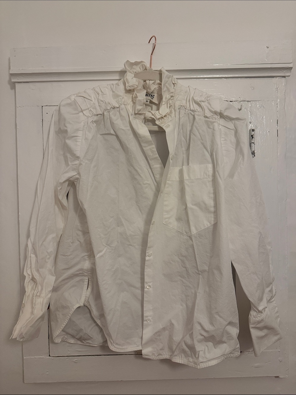 Balzac White Ruffled Collar Shirt